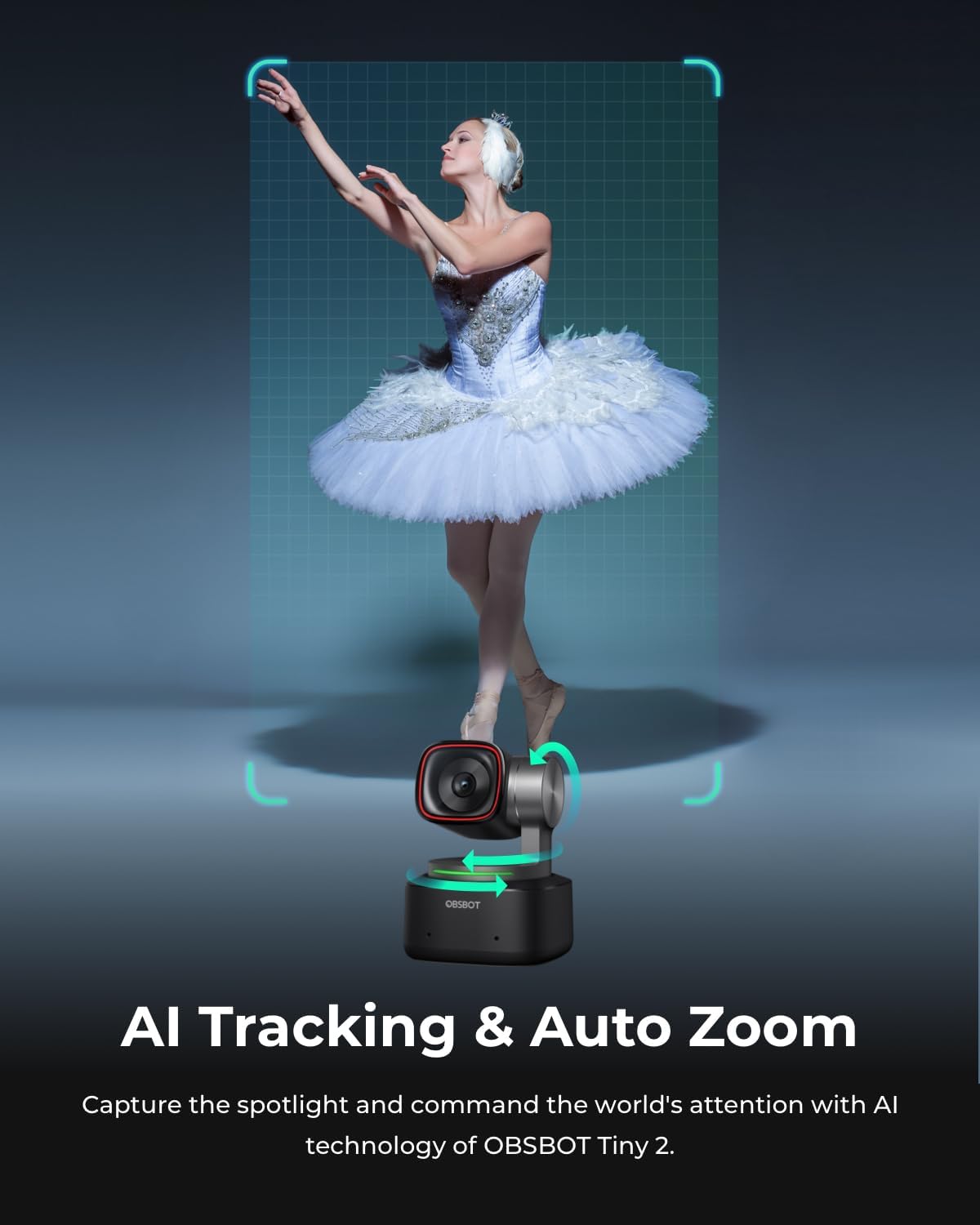 OBSBOT Tiny 2 Webcam 4K Voice Control PTZ