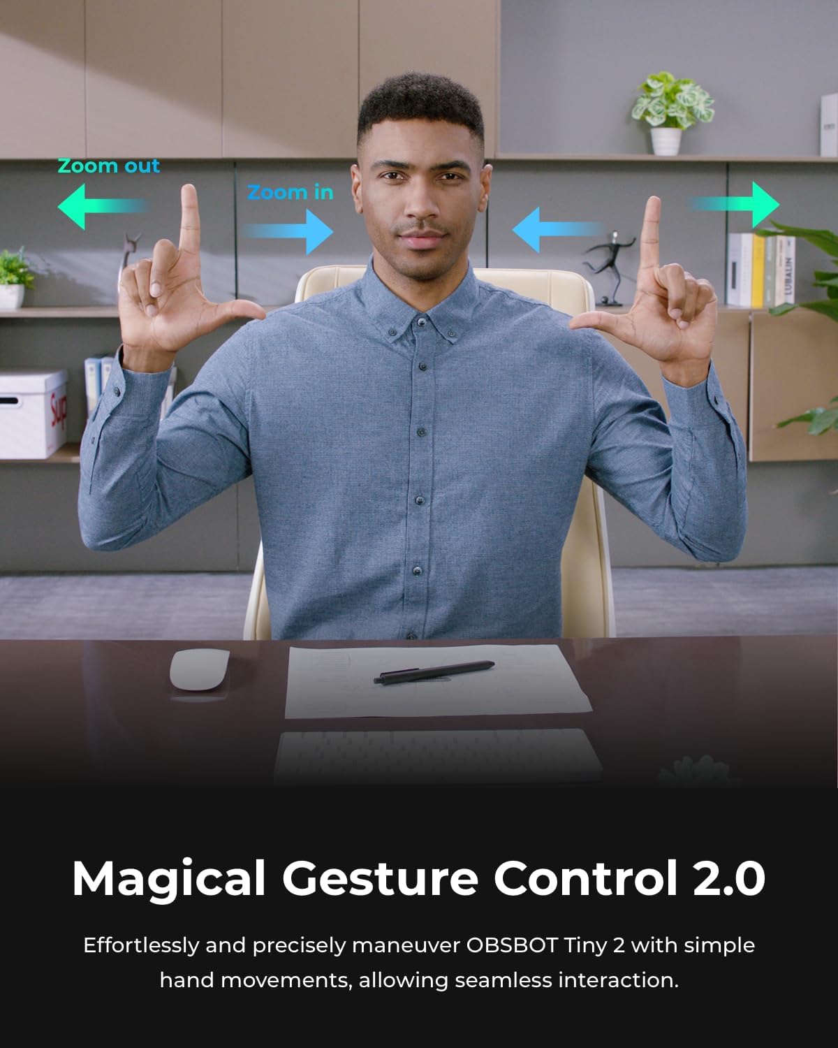 OBSBOT Tiny 2 Webcam 4K Voice Control PTZ