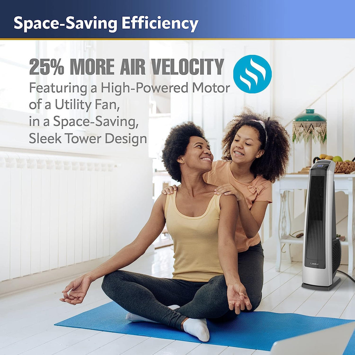 Ventilador de torre oscilante de alta velocidad Lasko, control remoto, temporizador, 3 velocidades potentes, para garaje, sótano y gimnasio, 35 pulgadas plateado y negro, U35115, grande