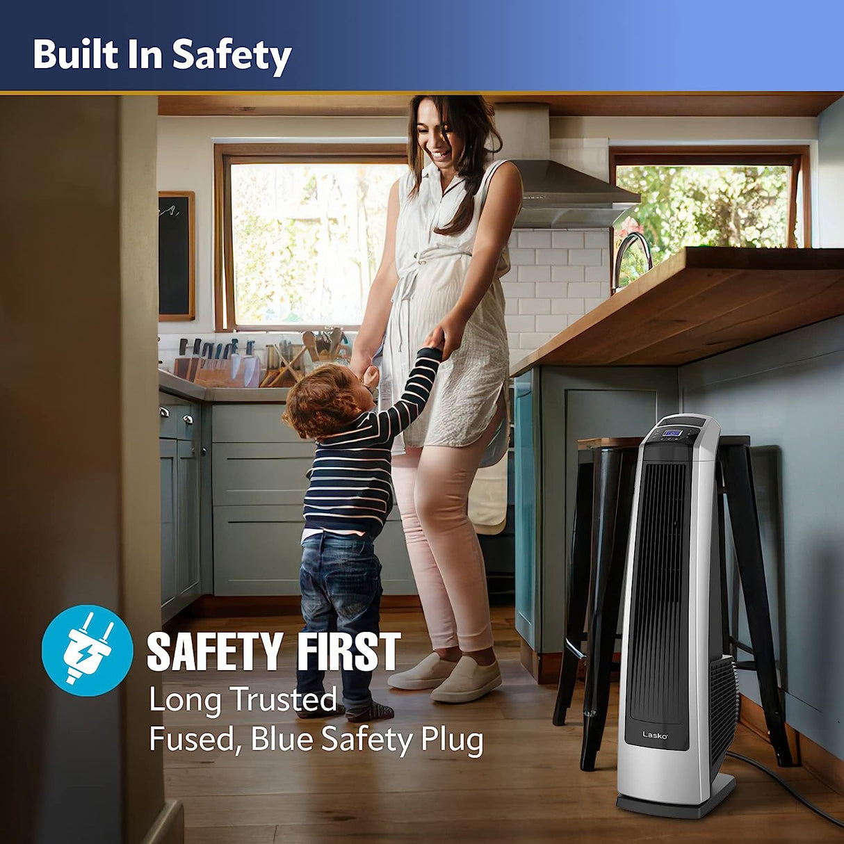 Ventilador de torre oscilante de alta velocidad Lasko, control remoto, temporizador, 3 velocidades potentes, para garaje, sótano y gimnasio, 35 pulgadas plateado y negro, U35115, grande