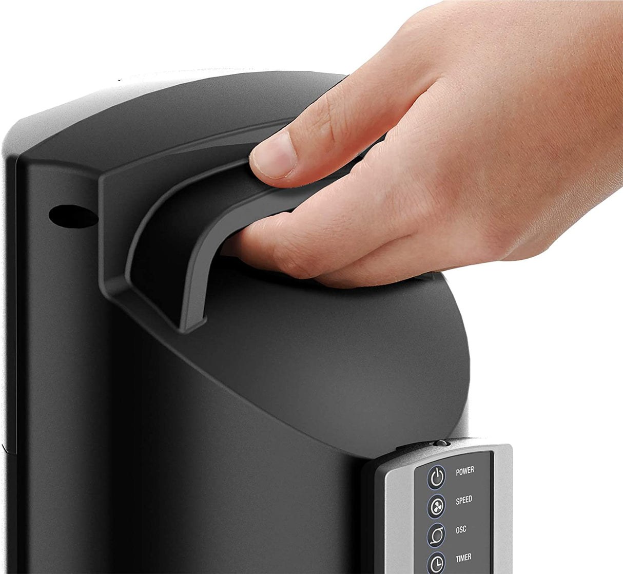 Ventilador de torre de rendimiento oscilante Lasko, configuración nocturna, control remoto, temporizador, 3 velocidades, para dormitorio, hogar y oficina, 48", gris, T48314