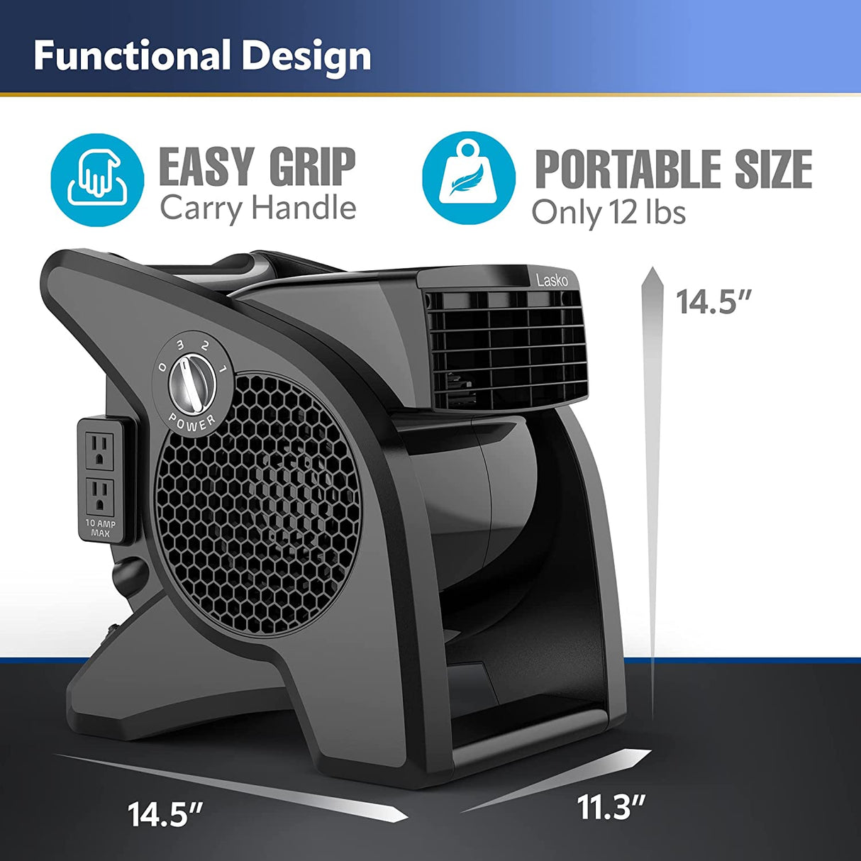 Ventilador de uso general pivotante de alto rendimiento Lasko de alta velocidad U15617