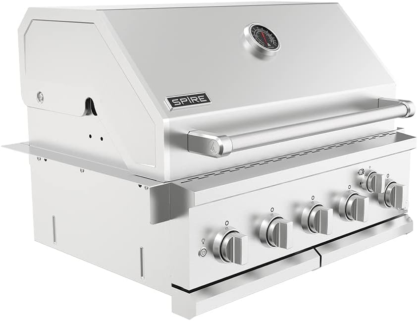 Cabezal de isla para parrilla de gas empotrable Spire Premium de 5 quemadores, parrilla de propano de acero inoxidable de 30 pulgadas con quemador trasero, 63,000 BTU - 740-0788P