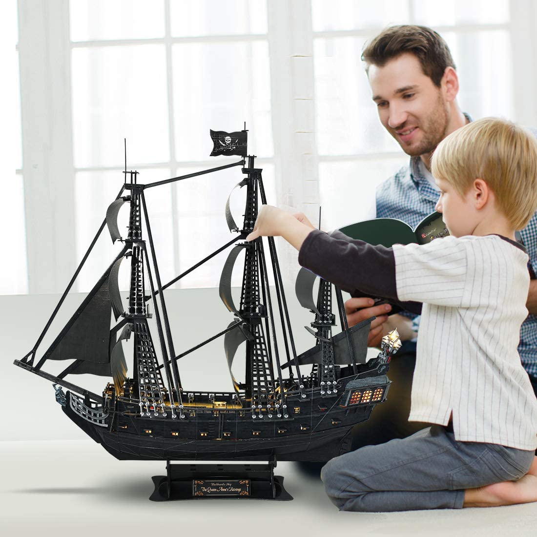 Rompecabezas 3D para adultos Barco pirata LED La venganza de la reina Ana Grande 27''