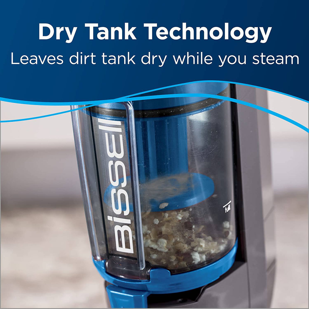 Bissell Symphony Aspiradora para pisos de madera y baldosas, 4 almohadillas incluidas, trapeador a vapor 1132A, gris y azul