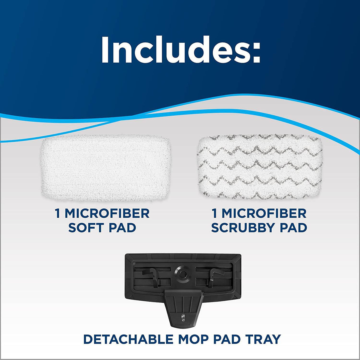 Bissell Symphony Aspiradora para pisos de madera y baldosas, 4 almohadillas incluidas, trapeador a vapor 1132A, gris y azul