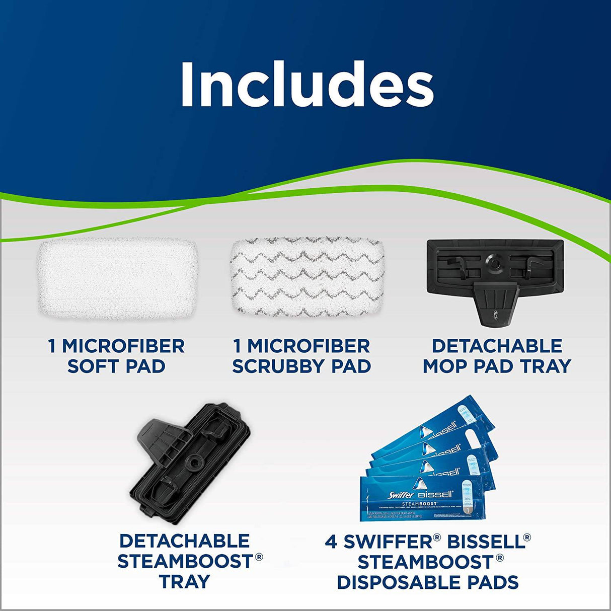 Bissell Symphony Pet Steam Mop y aspiradora a vapor para pisos de madera dura y baldosas, con almohadillas de microfibra para mopa, 1543A, morado