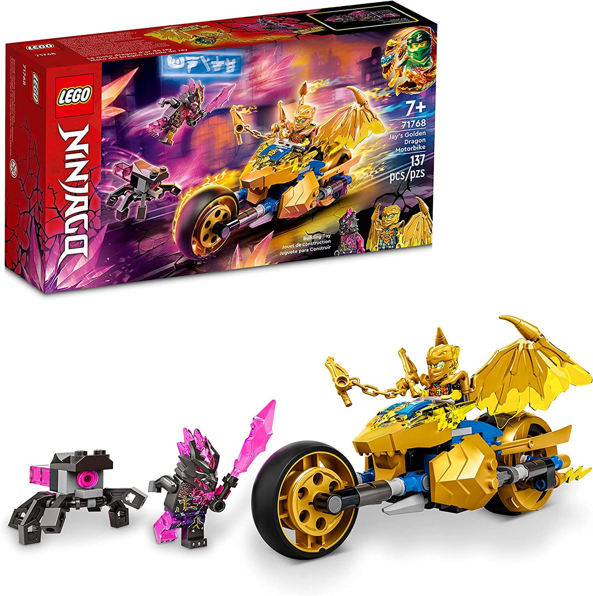 LEGO NINJAGO Jay's Golden Dragon Motorbike 71768 Ninja Building Toy Set (137 piezas)