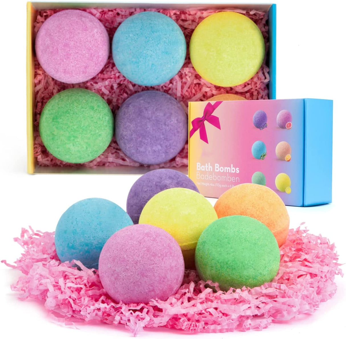 Urasses - Fizzies de burbujas tamaño XXL con aceites esenciales, 6 x 4 oz, baño de burbujas hidratante para la piel