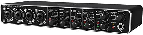 Behringer U-PHORIA UMC404HD Audiophile 4x4, interfaz de audio/MIDI USB de 24 bits/192 kHz con preamplificadores de micrófono Midas