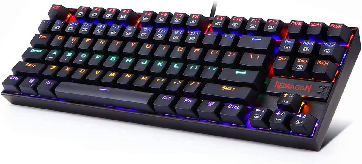 Redragon K552 Teclado mecánico para juegos RGB LED Arco iris retroiluminado Teclado con cable con interruptores rojos para Windows Gaming PC (87 teclas, negro)