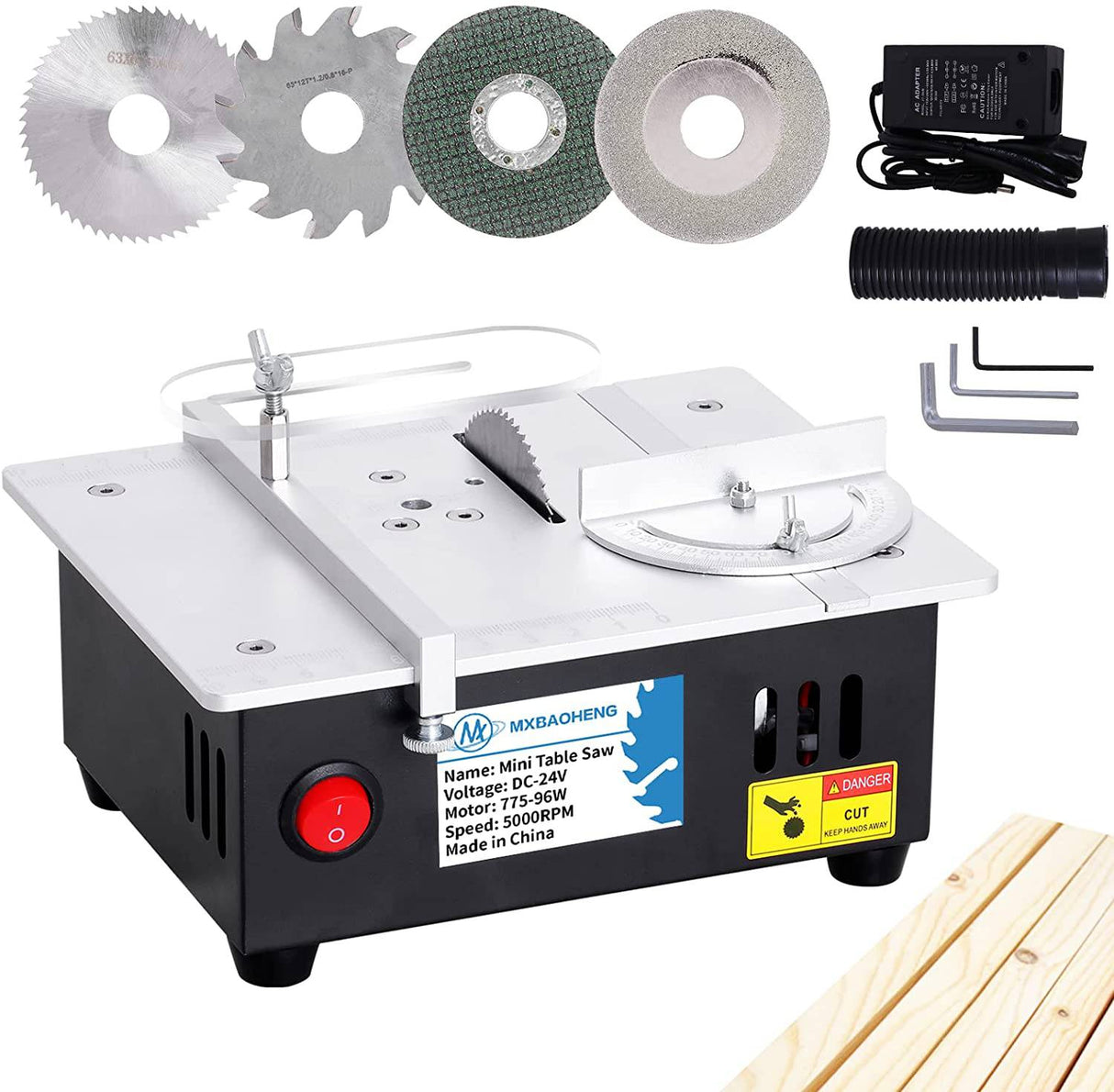 MXBAOHENG Mini sierra de mesa de precisión portátiles para manualidades, profundidad de corte ajustable, 4 cuchillas, fuente de alimentación de velocidad ajustable de 96 W, para corte de madera, metal y plástico - DIGVICE MX