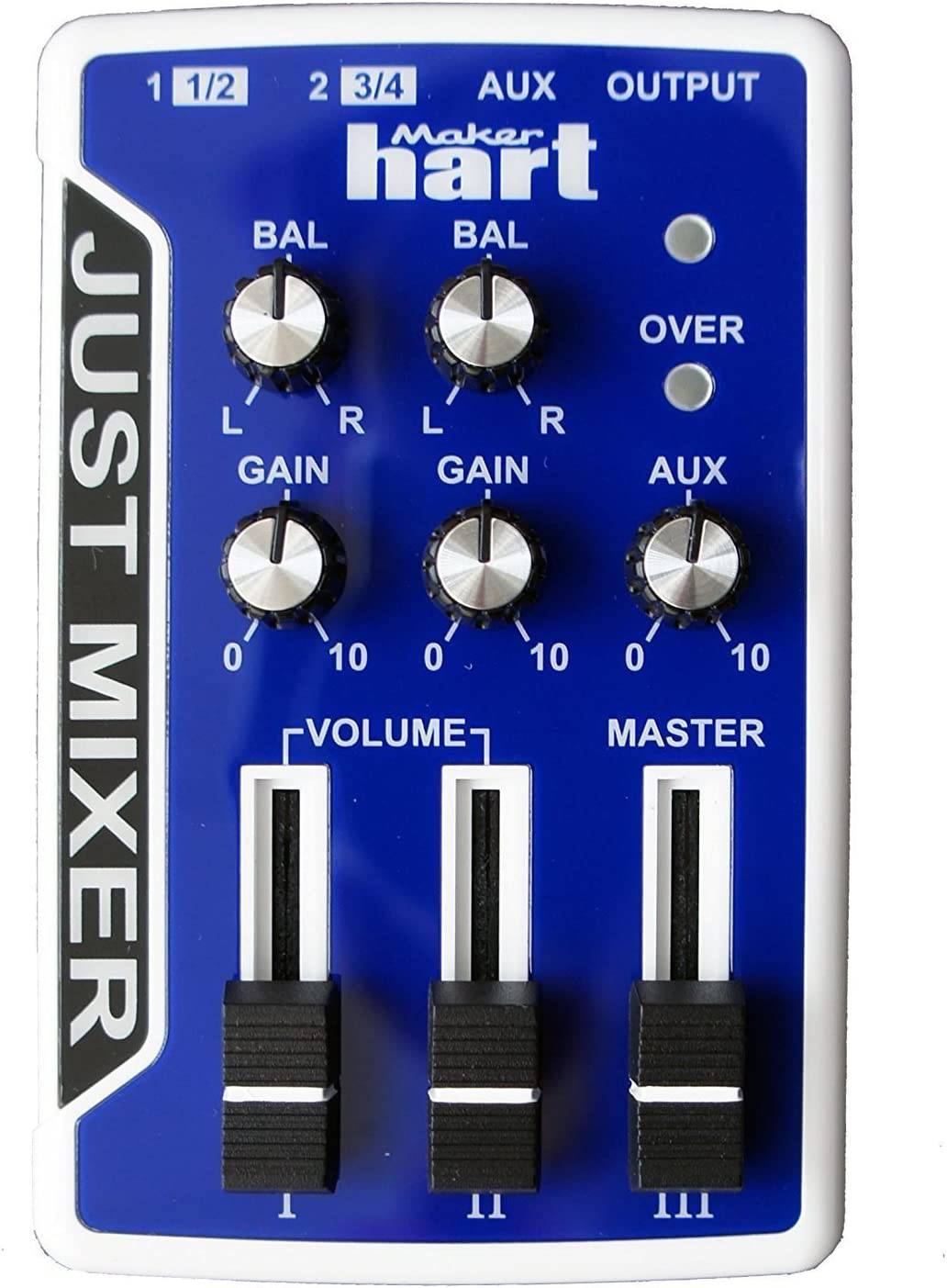 JUST MIXER - Mezclador de audio - Mezclador de audio de bolsillo portátil alimentado por batería/USB con 3 canales estéreo (3,5 mm) más interruptor de encendido/apagado