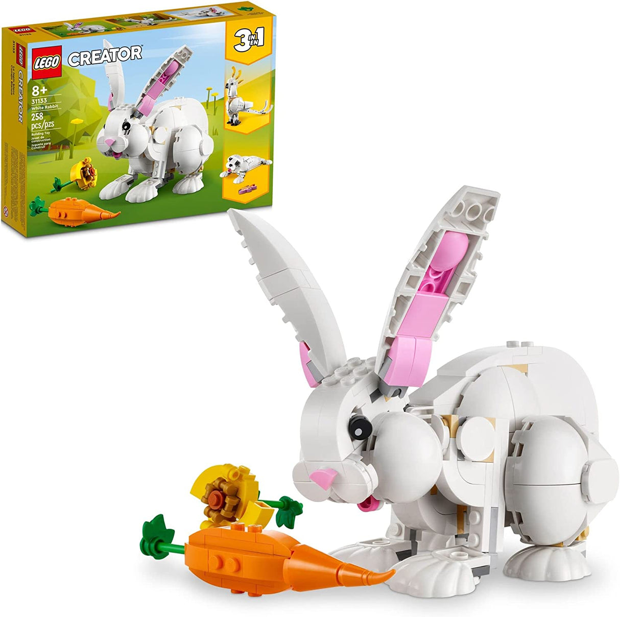LEGO Creator 3in1 White Rabbit 31133 Juego de juguetes de construcción para niños, niños y niñas a partir de 8 años (258 piezas)