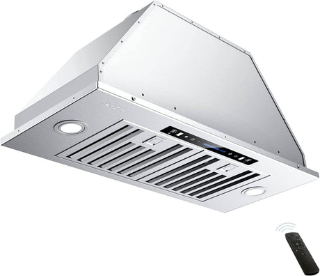 IKTCH campana extractora integrada/insertada de 30 pulgadas, 900 CFM, conducto convertible sin conductos, campana de ventilación de cocina de acero inoxidable con detección de gestos de 4 velocidades y panel de control táctil (IKB01-30) - DIGVICE MX