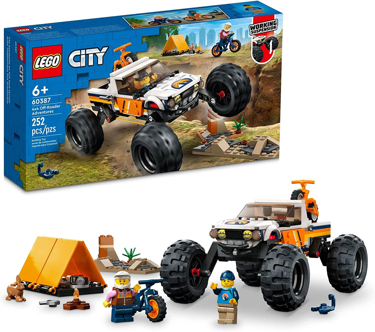 LEGO City 4x4 Off-Roader Adventures 60387 Juego de juguetes de construcción para niños, niños y niñas a partir de 6 años (252 piezas)