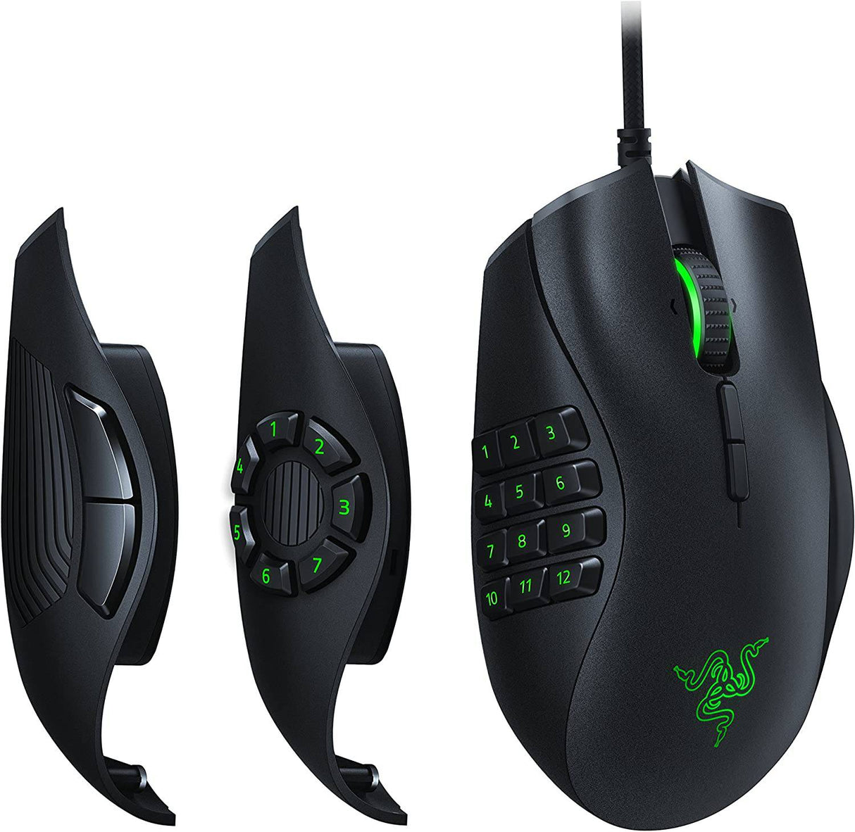 Razer Naga Trinity - Ratón para juegos: Sensor óptico de 16,000 DPI - Iluminación Chroma RGB - Placa lateral intercambiable con configuraciones de 2, 7, 12 botones - Interruptores mecánicos