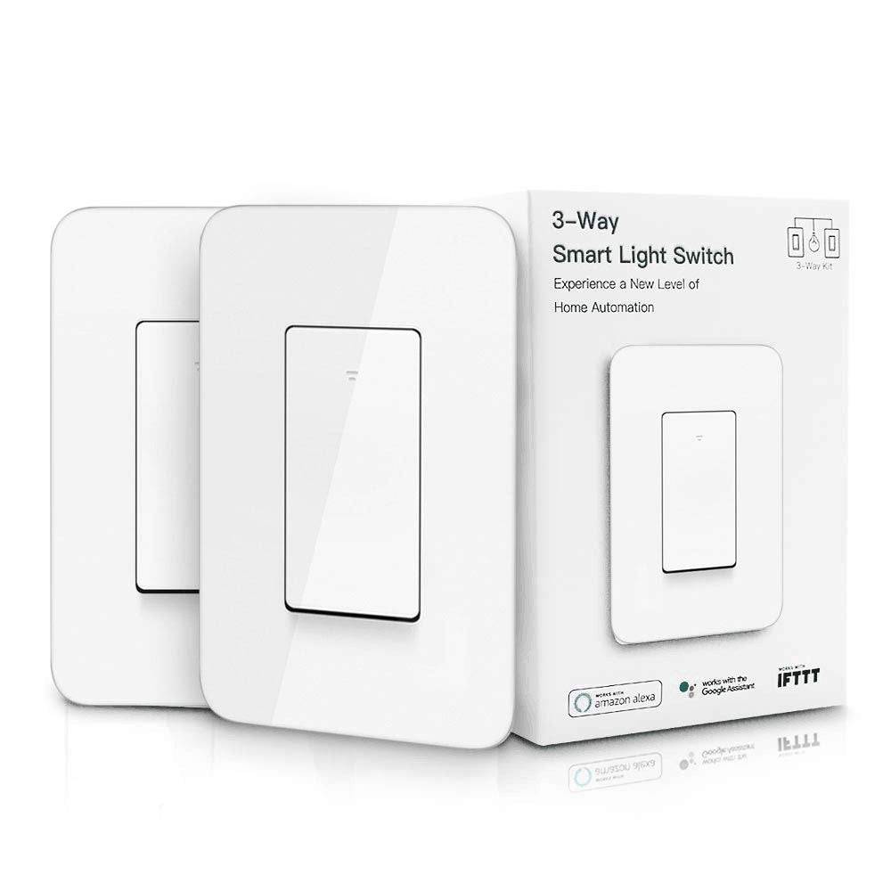 MICMI Interruptor de luz inteligente de 3 vías, compatible con Alexa, Asistente de Google, IFTTT, interruptor de luz WiFi de 3 vías, requiere cable neutro, control remoto de aplicación de configuración de programación, ETL, no requiere concentrador (2) - DIGVICE MX