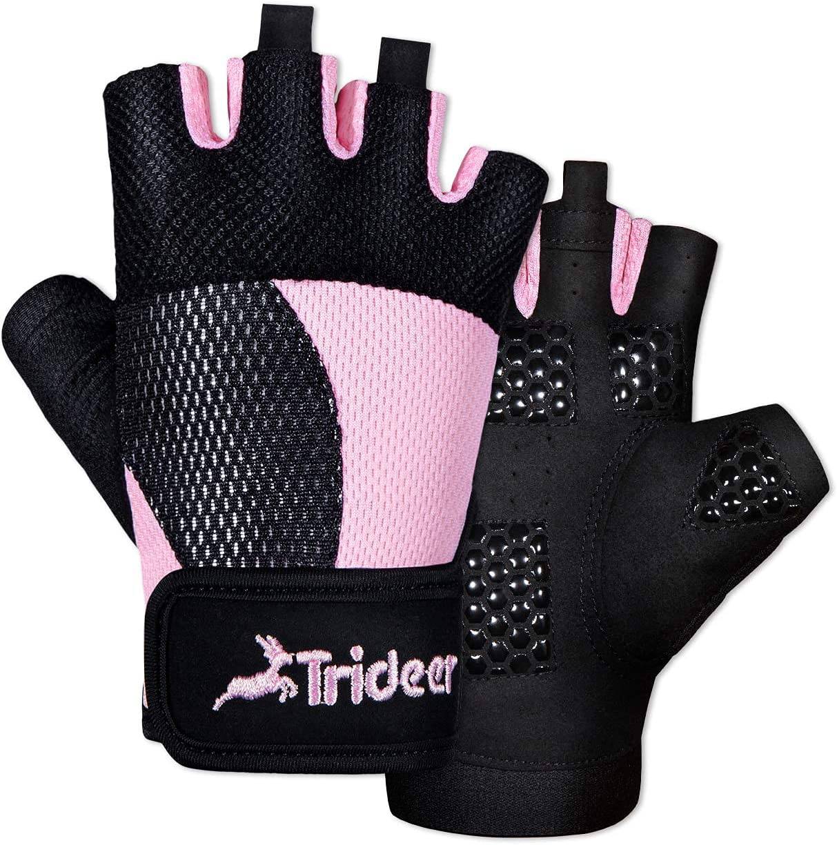 Trideer - Guantes de entrenamiento ligeros y transpirables para mujer - Guantes de levantamiento de pesas sin dedos