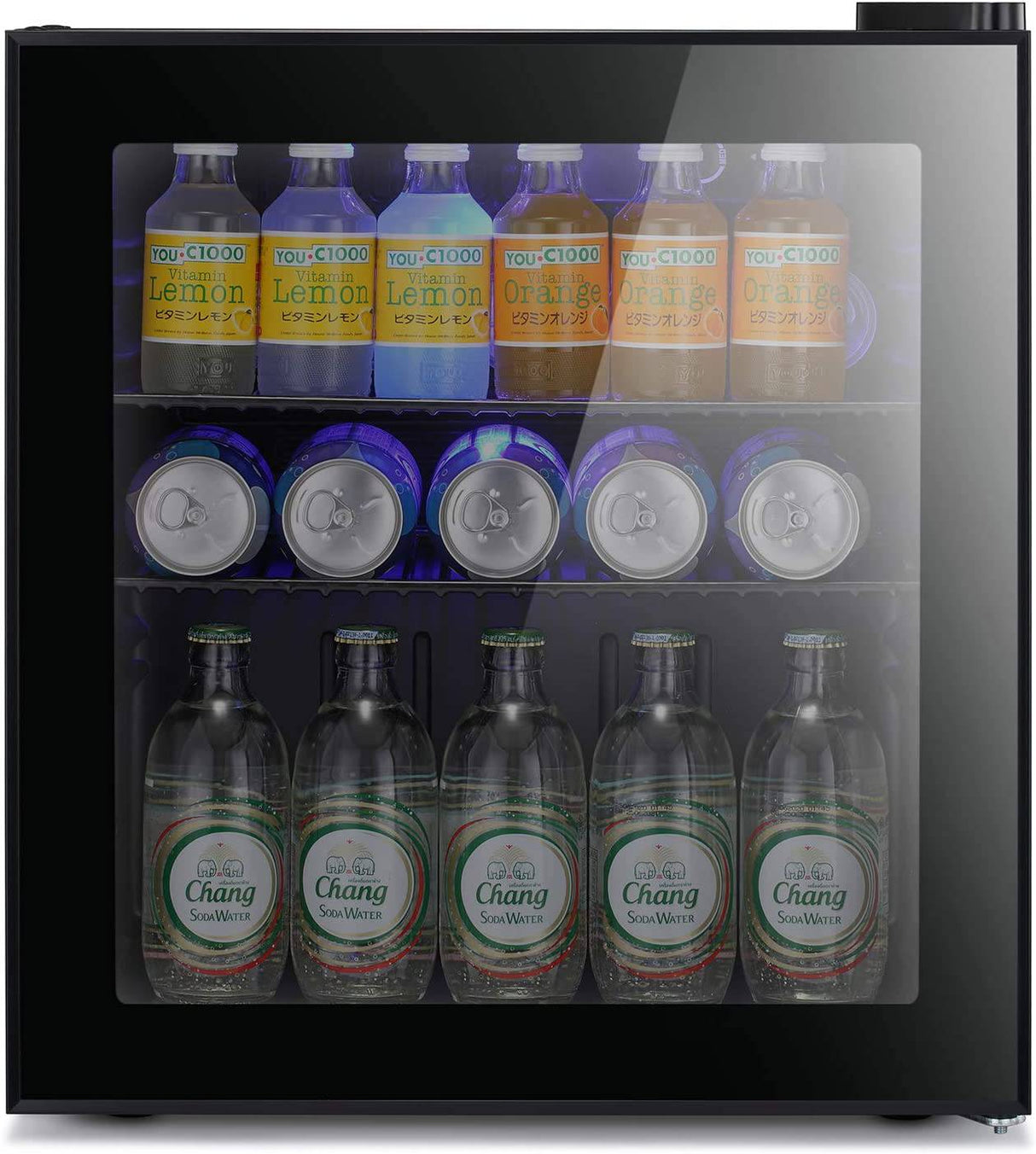 Antarctic Star Mini refrigerador enfriador – 70 latas de bebidas puerta de vidrio pequeña bebida soda cerveza vino enfriador dispensador máquina vidrio negro extraíble para el hogar, la oficina o el bar, 1.6 pies cúbicos. - DIGVICE MX