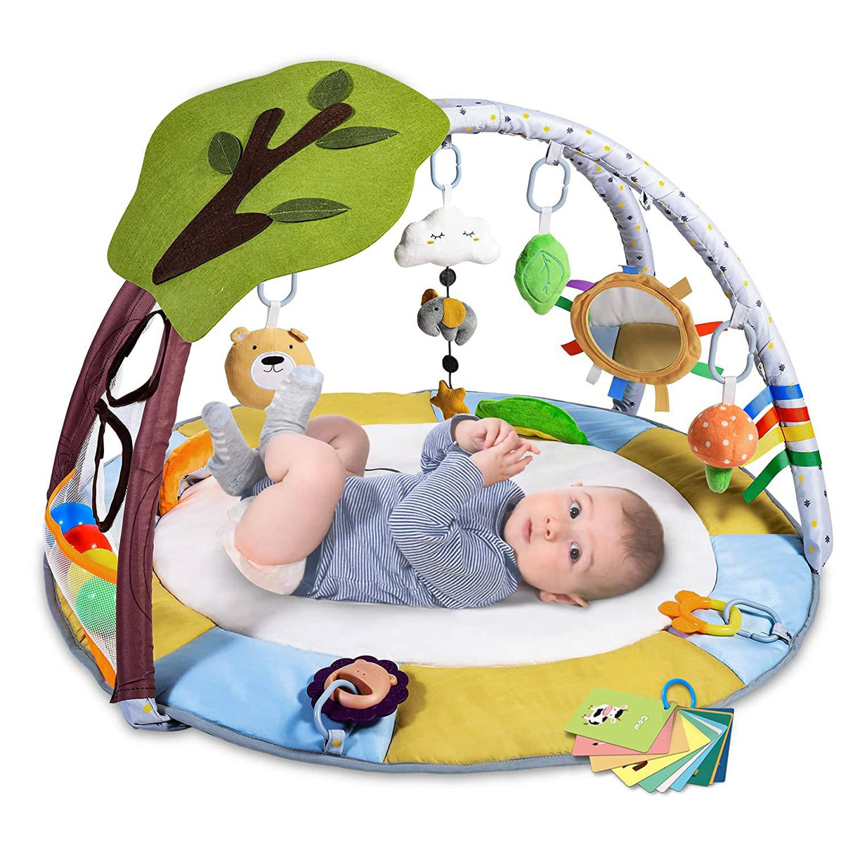 Lupantte Baby Gym Play Mat con 9 juguetes para el desarrollo de habilidades motoras y sensoriales Descubrimiento de idiomas, más grueso antideslizante Baby Activity Gym con Ball Pit, árbol verde para recién nacidos, bebés a niños pequeños - DIGVICE MX