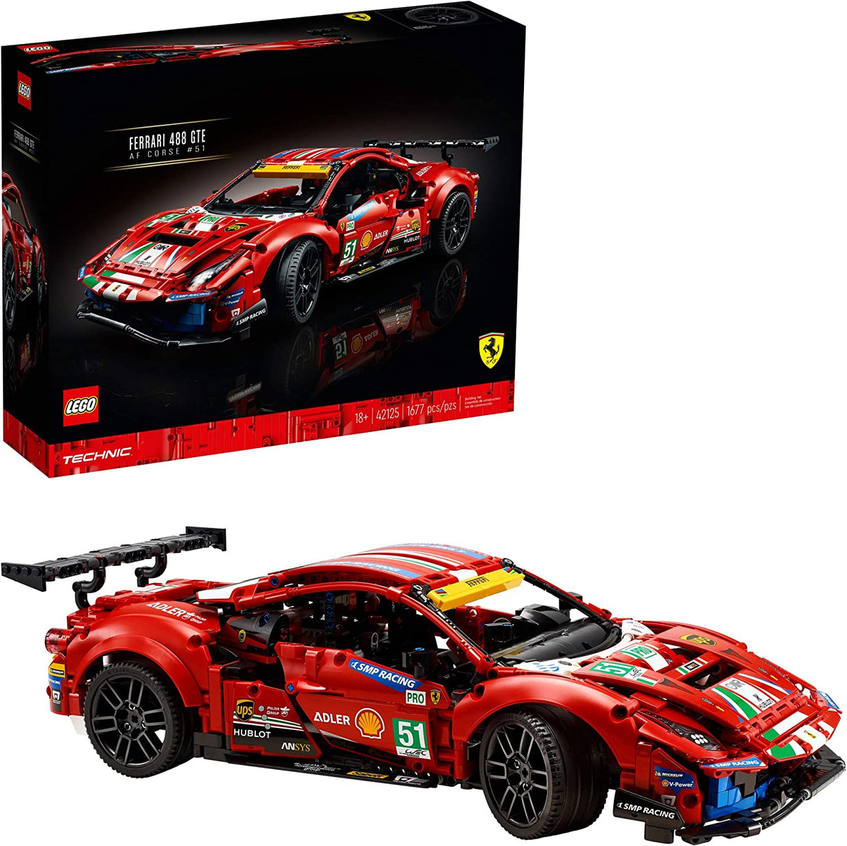 LEGO Technic Ferrari 488 GTE "AF Corse #51" 42125 Juego de construcción para adultos (1684 piezas)