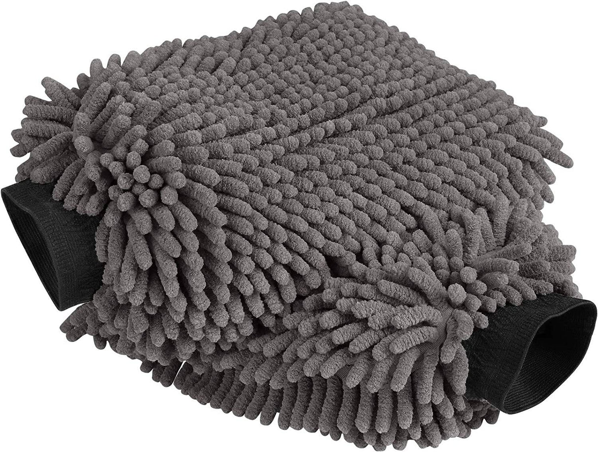 AIDEA - Manopla de microfibra para lavado de autos, paquete de 2, sin rasguños ni pelusas, manopla de lavado de microfibra de chenilla premium, color gris, tamaño regular (7.12 x 10.14 pulgadas)