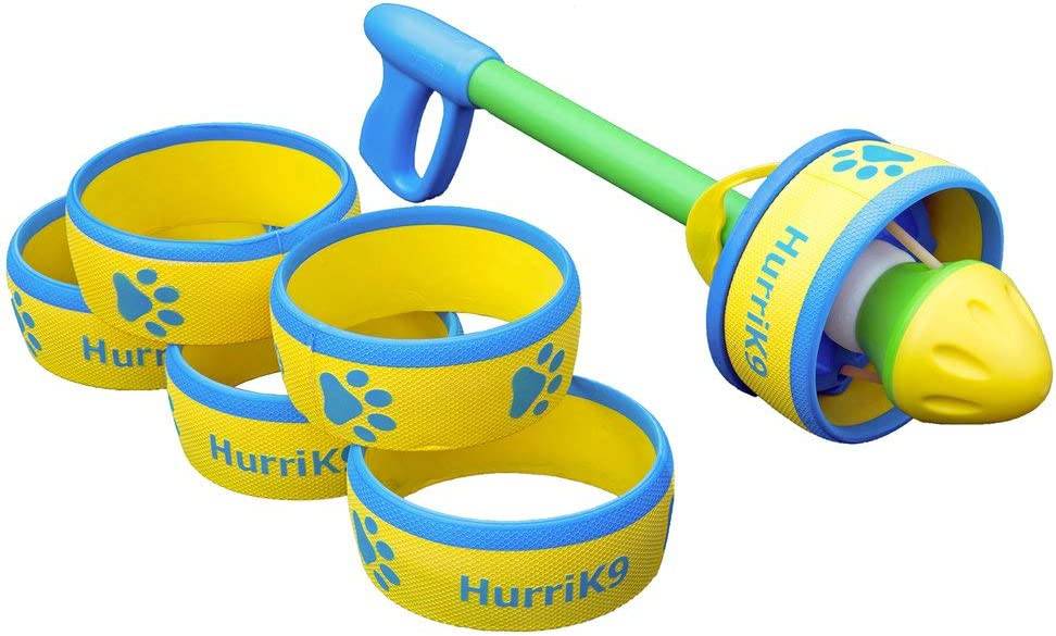 HurriK9 Lanzador de anillos voladores | Ejercita rápidamente a tu perro | Lanzador de juguetes para perros con anillos de espuma Spandex - DIGVICE MX