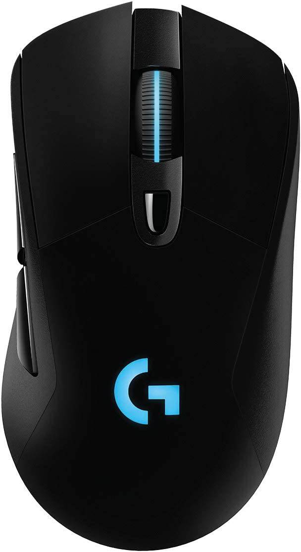 Logitech G703 - Ratón inalámbrico para juegos Lightspeed con sensor Hero 25K, compatible con PowerPlay, Lightsync RGB, ligero 95G+10G opcional, 100-25, 600 DPI, empuñaduras laterales de goma - Negro