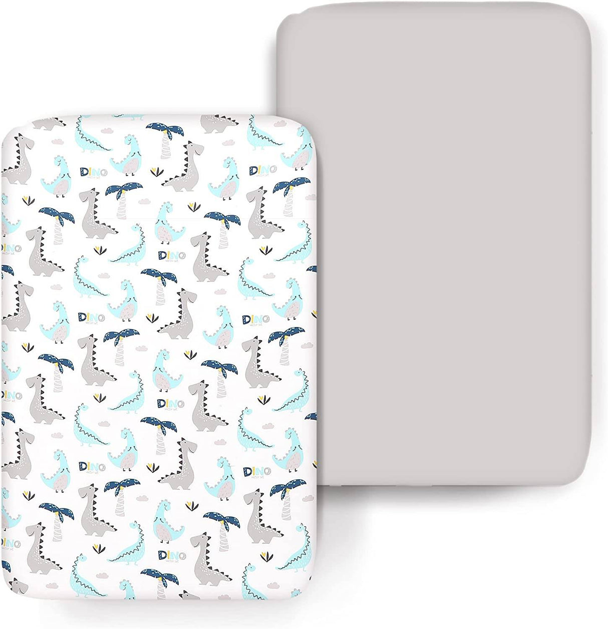JERORAY - Pack n Play Playard-Sheets para niñas y niños, paquete de 2 minicunas portátiles de punto de jersey ultrasuave y elásticas, dinosaurio gris - DIGVICE MX