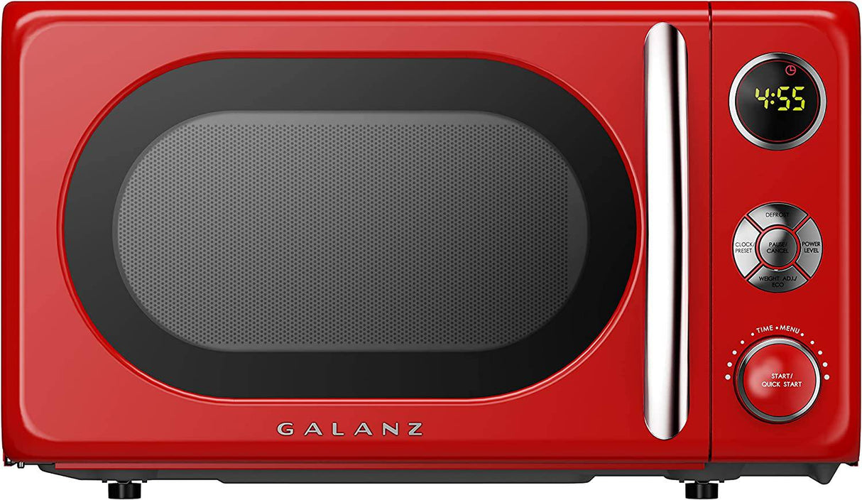 Galanz GLCMKA07RDR-07 Horno de microondas, iluminación LED, diseño de tirador, bloqueo para niños, rojo retro, 0.7 pies cúbicos - DIGVICE MX
