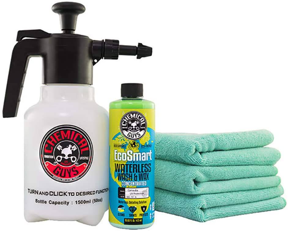 Chemical Guys HOL401 Eco Friendly Drought, Buster Waterless Car Wash & Wax Kit, 5 artículos