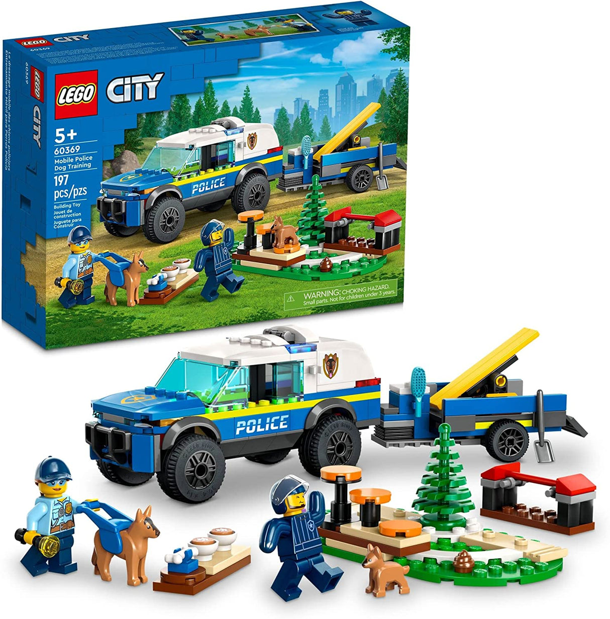 LEGO City Mobile Police Dog Training 60369 Juego de construcción para niños, niños y niñas a partir de 5 años (197 piezas)