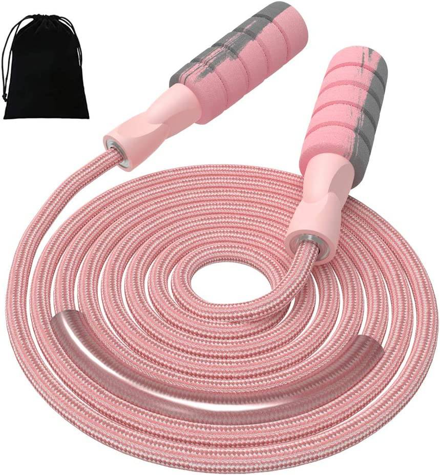FITMYFAVO Cuerda de Saltar Cuerda de Saltar Ajustable de algodón para Mujeres, Adultos y niños Cuerda de Saltar de Ejercicio de Fitness Atlético (Rosa)