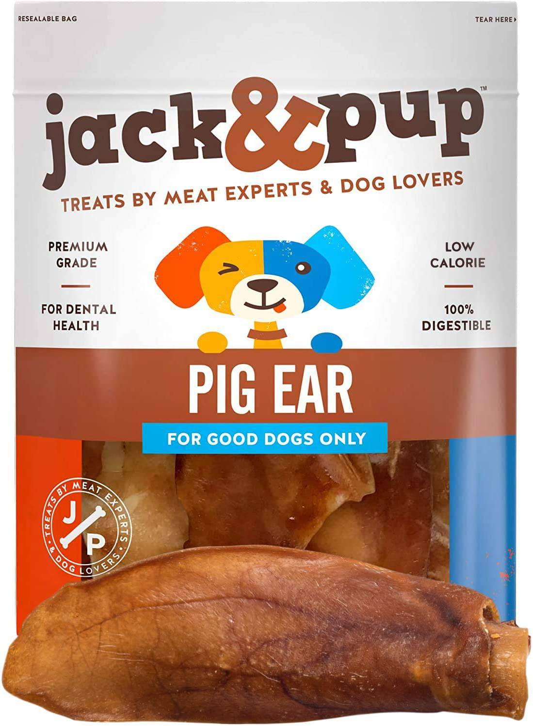 Jack&Pup Orejas de cerdo para perros - Orejas gruesas de medio cerdo (paquete de 18) - Golosinas premium para orejas de cerdo para perros - Masticables de cerdo saludables para perros; Excelente alternativa de cuero crudo - DIGVICE MX