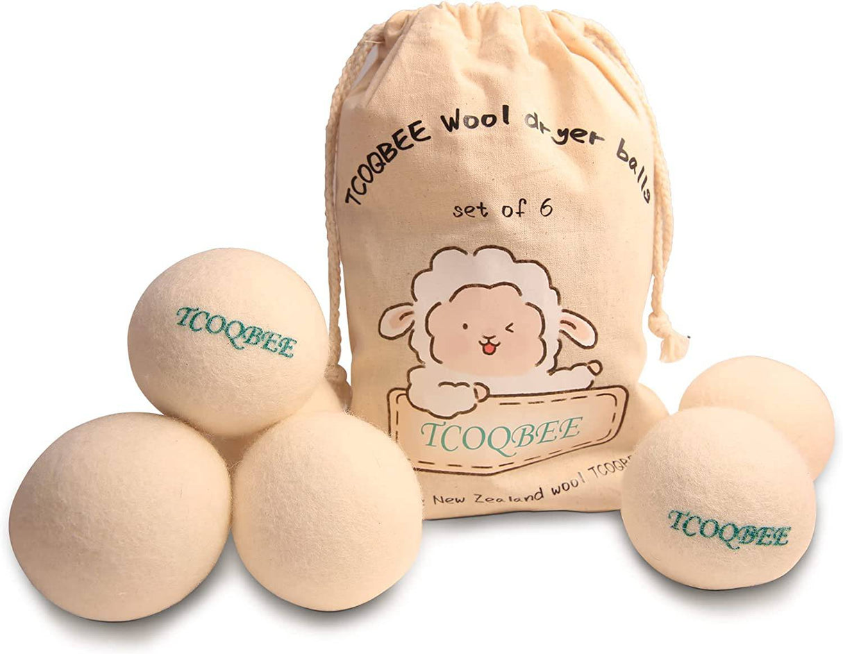 TCOQBEE Bolas de lana reutilizables para secadora Organic XL, paquete de 6, 100 % lana orgánica premium de Nueva Zelanda, suavizante de telas naturales para la ropa, acelera el tiempo de secado, reduce los costos de energía - DIGVICE MX