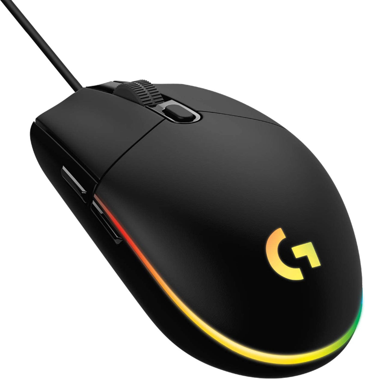 Logitech G203 - Ratón para juegos con cable, 8,000 DPI, efecto óptico arcoíris LIGHTSYNC RGB, 6 botones programables, memoria integrada, mapeo de pantalla, compatible con computadoras PC/Mac y portátiles - Negro