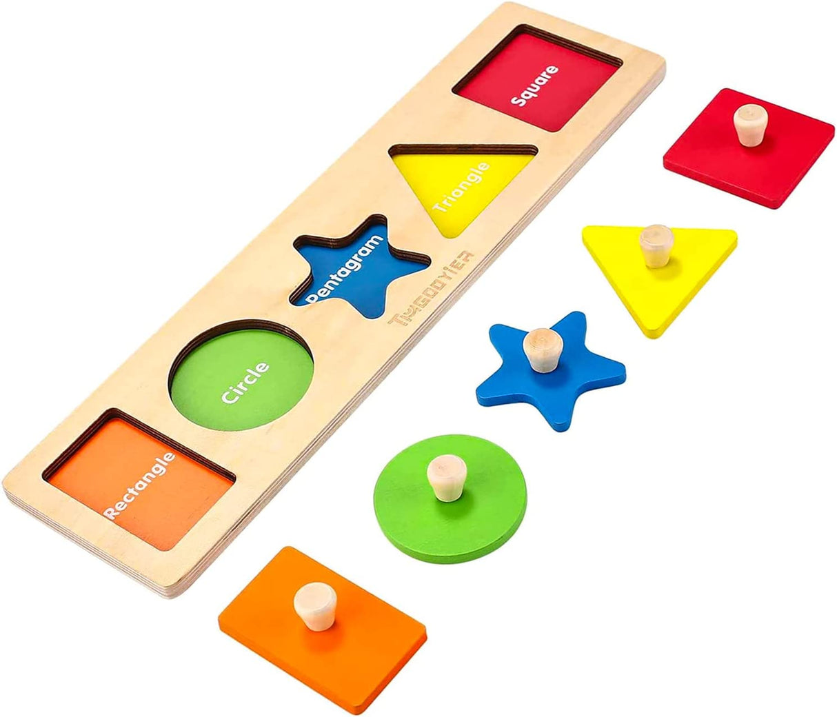 QODOFLR First Shapes - Rompecabezas de madera con perilla gigante para bebés y niños pequeños - B0BCFSRQK9