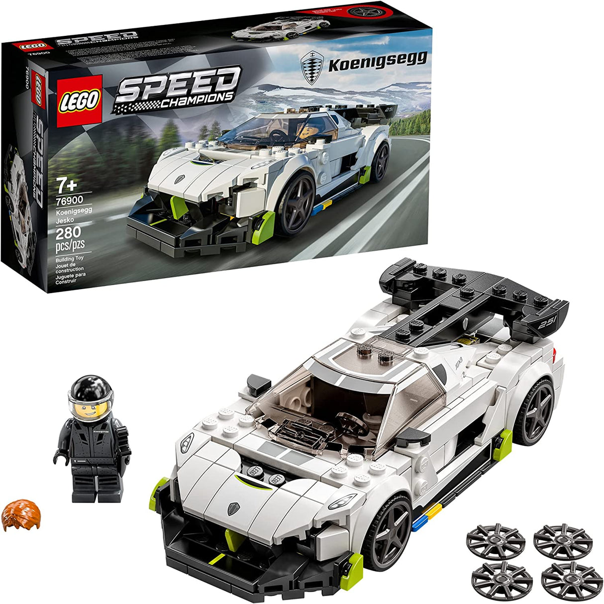 LEGO Speed Champions Koenigsegg Jesko 76900 Juego de juguetes de construcción para niños, niños y niñas a partir de 7 años (280 piezas)