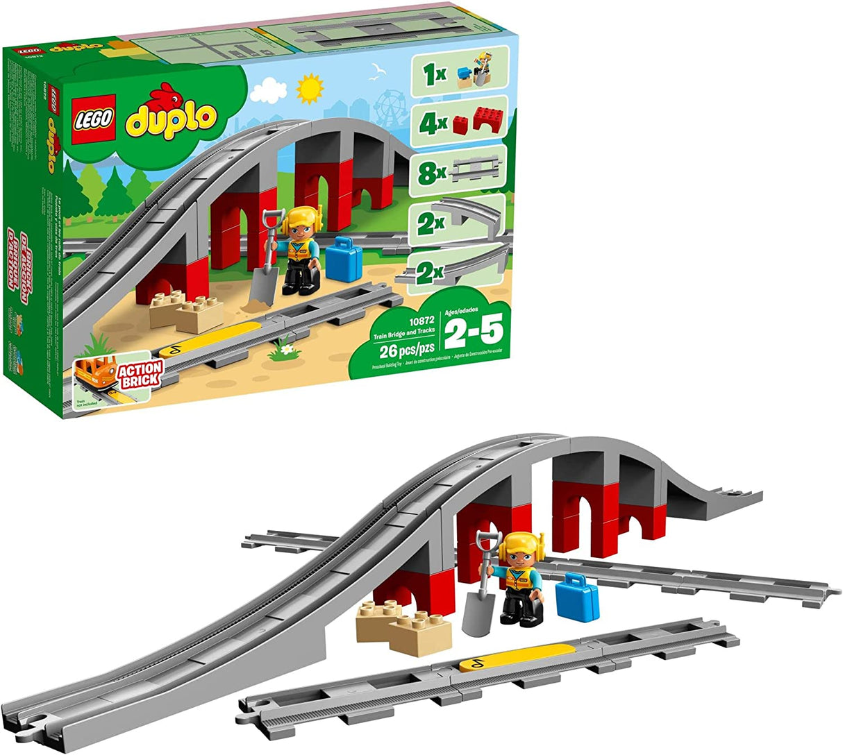 LEGO DUPLO Town Train Bridge and Tracks 10872 (26 piezas)