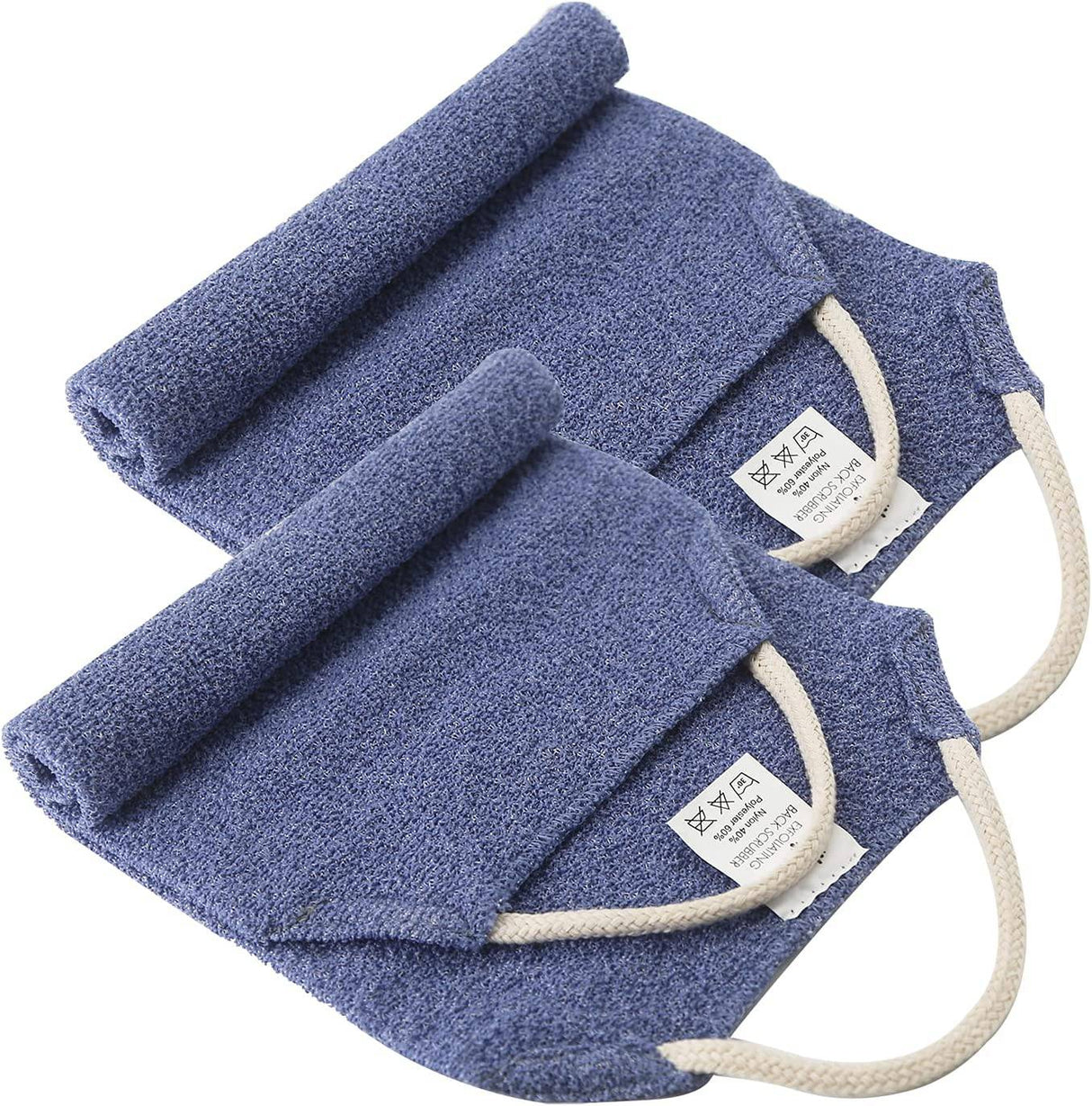 Evridwear - Exfoliante de espalda con asas de dos lados para ducha corporal, limpieza profunda, masajes de piel, vigorizante circulación sanguínea, hombres y mujeres, talla única (paquete de 2 azules)