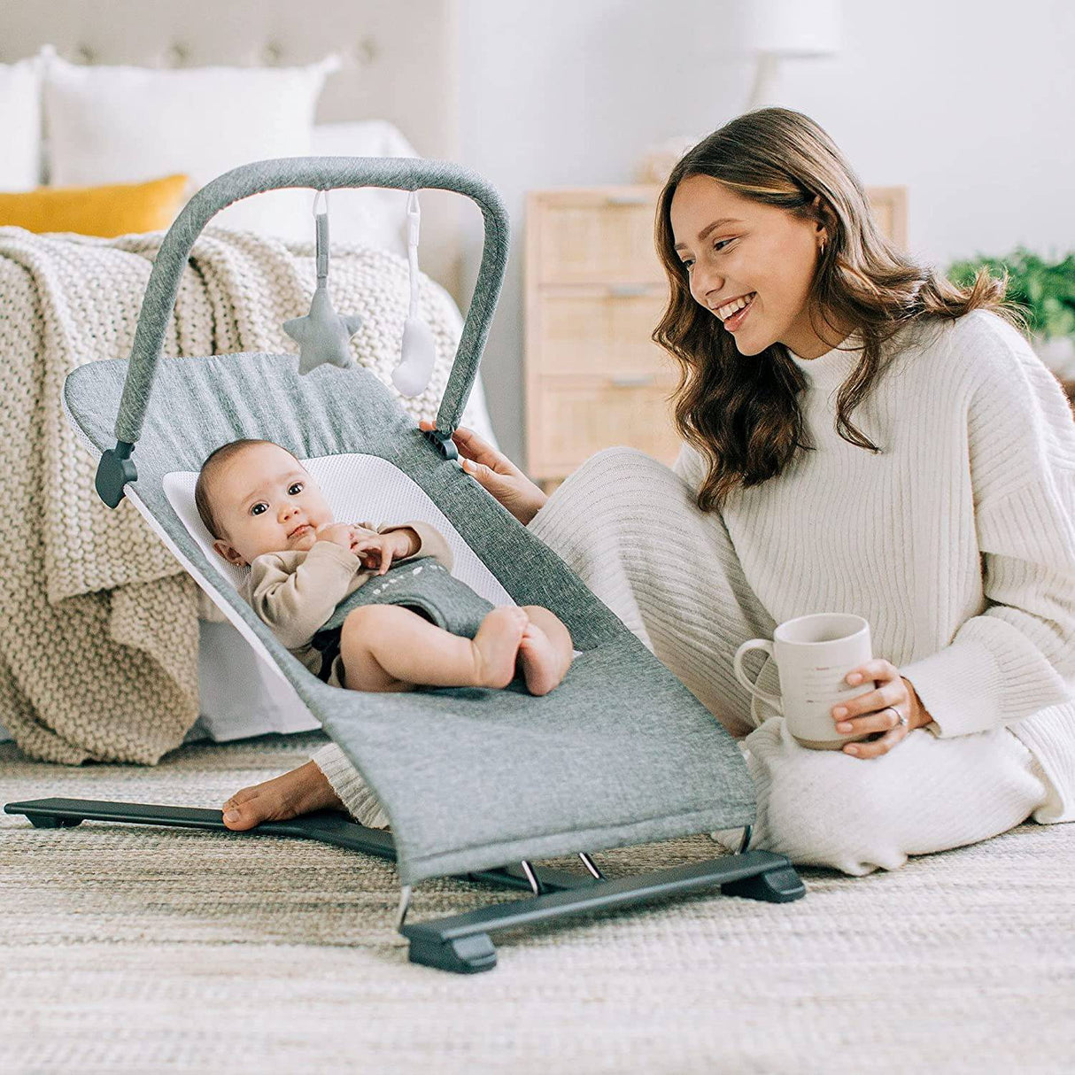 Baby Delight Alpine Deluxe Portable Bouncer, Charcoal Tweed, 28x18x21 pulgadas (paquete de 1) - DIGVICE MX