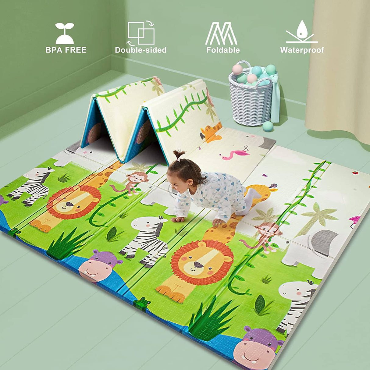 UANLAUO Baby Play Mat, Playmat, Baby Mat Plegable Extra Grande Espuma Gruesa Crawling Playmats Reversible Impermeable Portátil Playmat para Bebés - DIGVICE MX