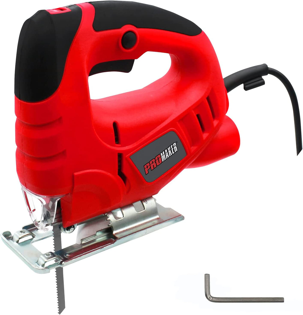 Promaker Sierra caladora, 3,5 Amp 400 W, cortadora de madera con 6 velocidades variables, corte biselado de hoja ajustable de 0 a 45º, sierra de vaivén con cable, profundidad de corte: 55 m para madera y 6 mm para metal. 800-3000 SPM, Promaker PRO-SC400 - DIGVICE MX