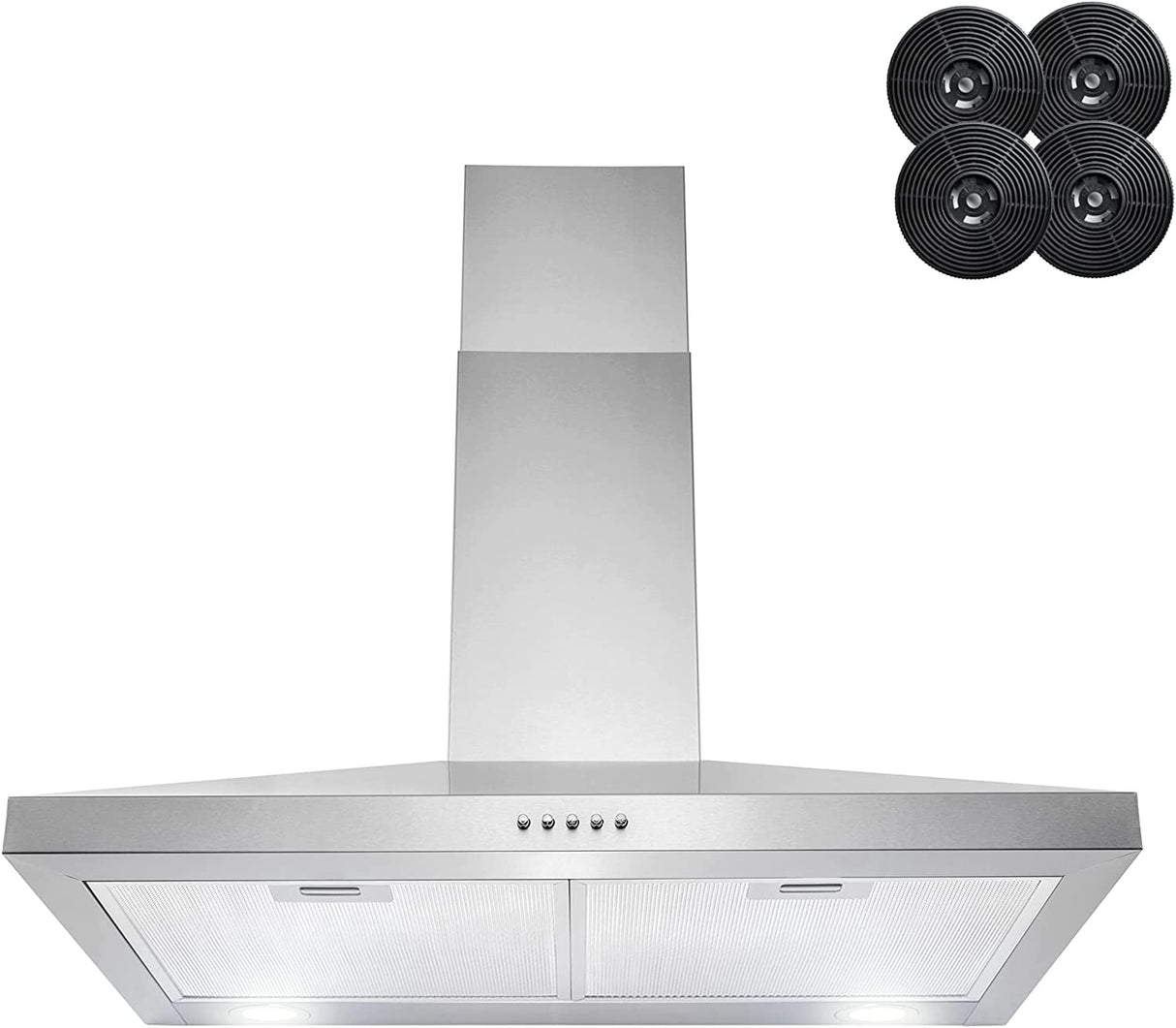 AKDY Campana extractora de montaje en pared de 30" en acero inoxidable con LED, control de presión y 2 filtros de carbón - DIGVICE MX