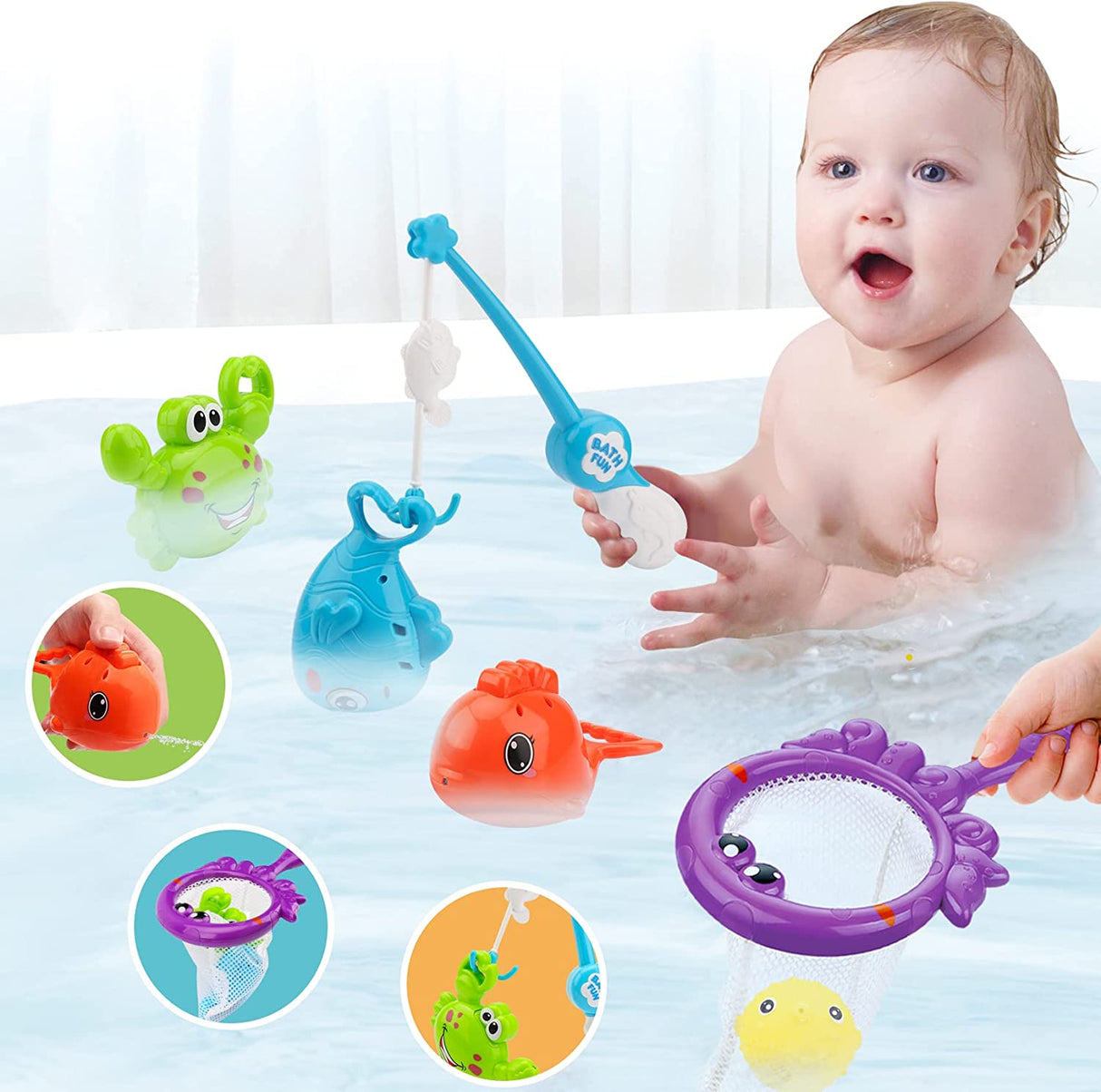 Scumtico Juguetes de agua de chorro flotante para la hora del baño - B09FXZJ4X4