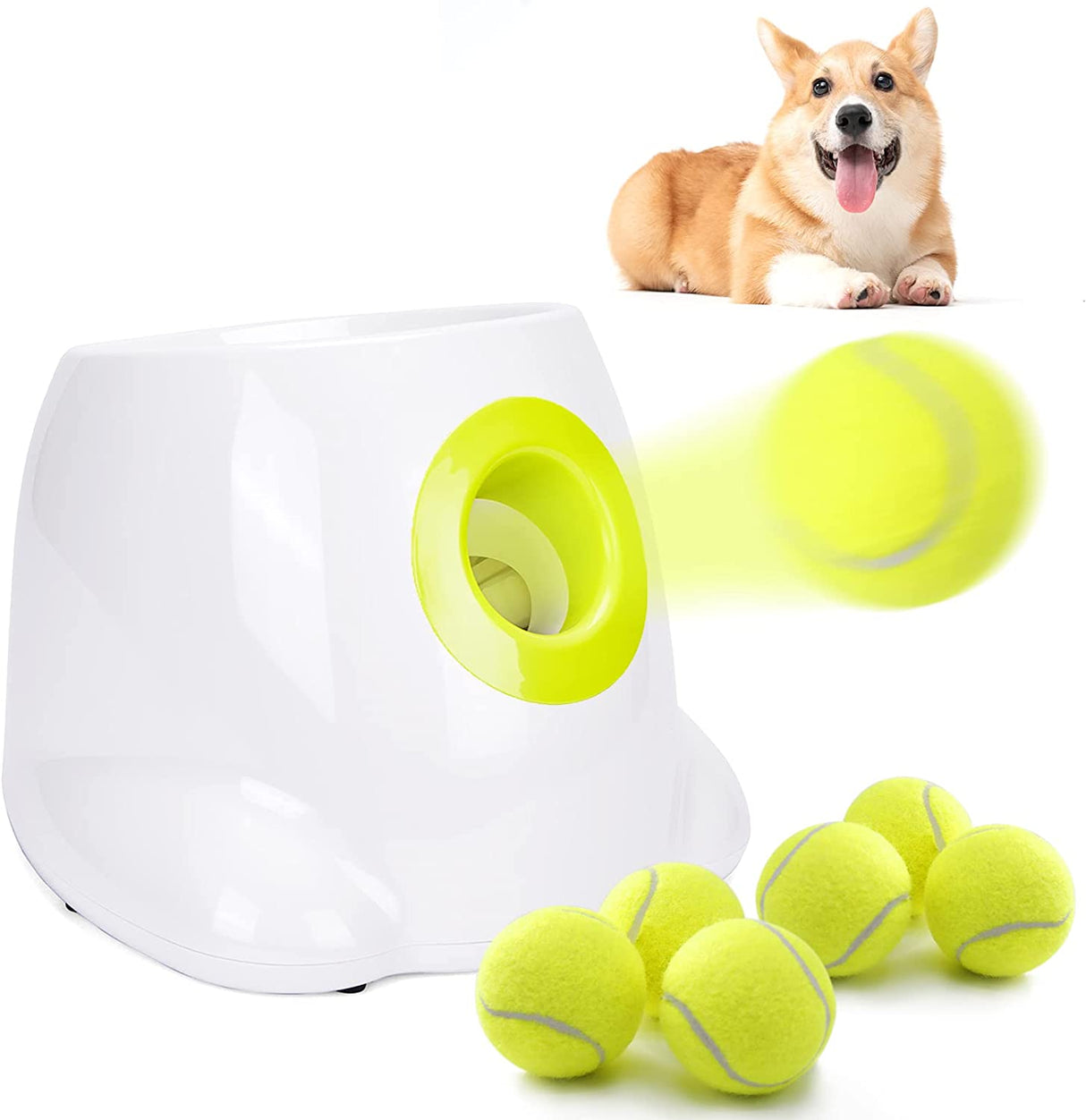 BLELEYLL Lanzador automático de pelotas para perros con 6 pelotas (2 pulgadas), lanzador automático de pelotas para perros, lanzador automático de pelotas de tenis para perros, lanzador de pelotas de tenis para perros pequeños y medianos - DIGVICE MX