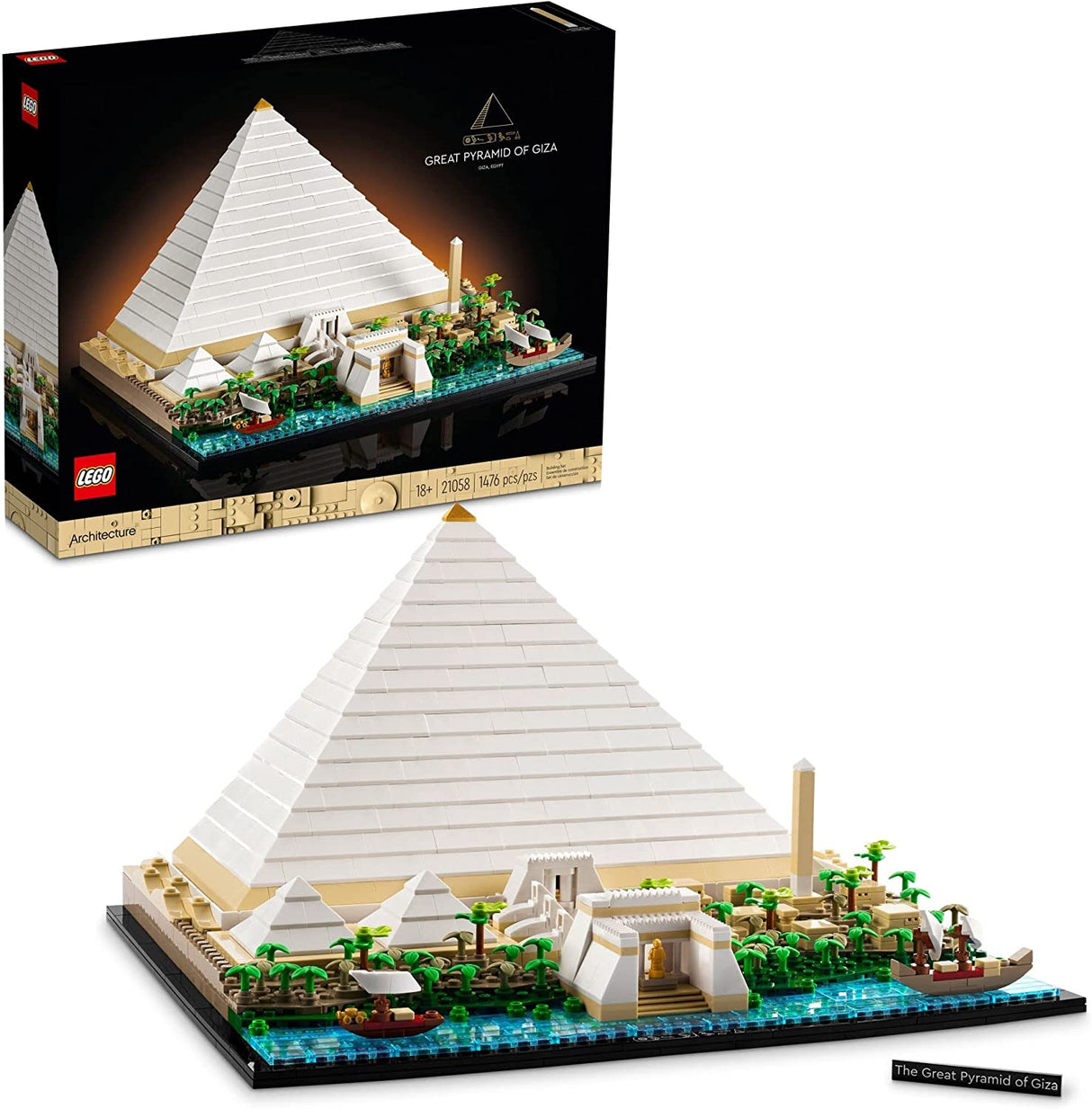 Juego de construcción LEGO Architecture Landmark Collection Gran Pirámide de Giza 21058; Modelo coleccionable para adultos (1476 piezas), 18,9 x 14,88 x 4,41 pulgadas