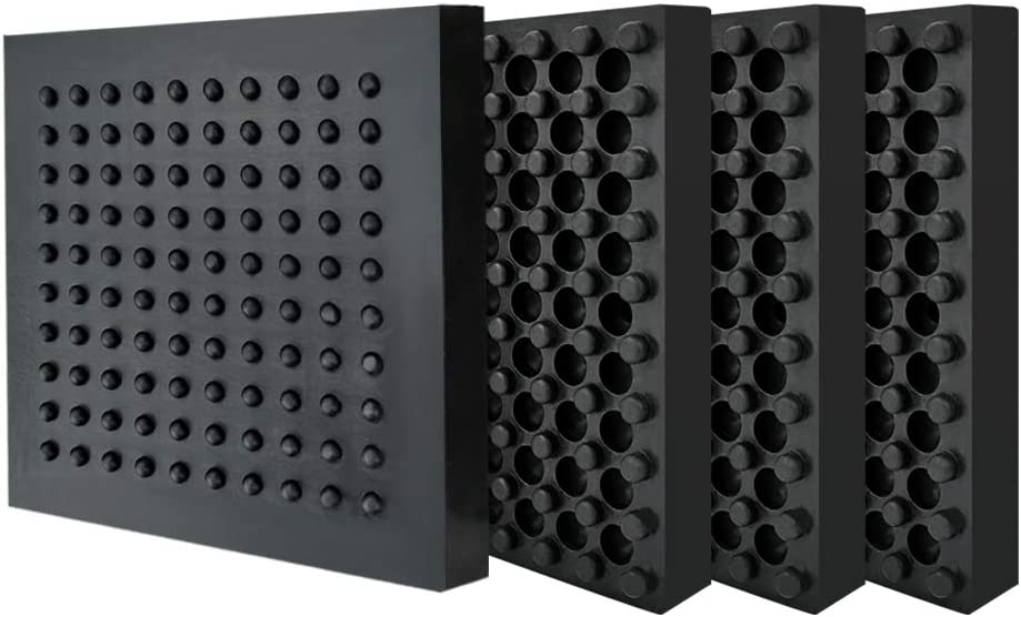 BXI - Alfombrilla para equipo de ejercicio, 4 x 4 x 0,8 pulgadas, paquete de 4 alfombrillas antideslizantes antivibración para cinta de correr, almohadilla de gel de silicona integrada de acero resistente