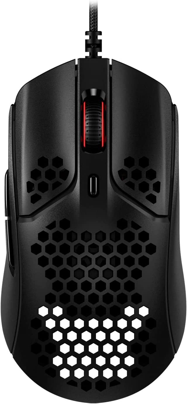 HyperX Pulsefire Haste: mouse para juegos, ultraligero, 59 g, carcasa de nido de abeja, diseño hexagonal, RGB, cable USB HyperFlex, hasta 16000 DPI, 6 botones programables